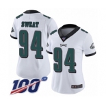 Women's Philadelphia Eagles #94 Josh Sweat White Vapor Untouchable Limited Player 100th Season Football Jersey