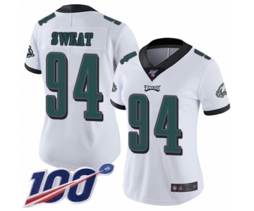 Women's Philadelphia Eagles #94 Josh Sweat White Vapor Untouchable Limited Player 100th Season Football Jersey