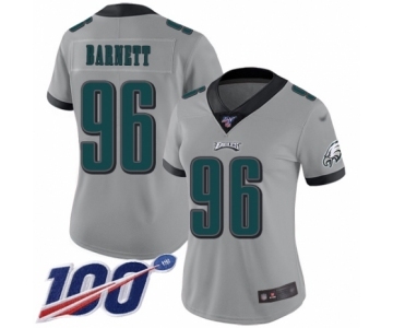 Women's Philadelphia Eagles #96 Derek Barnett Limited Silver Inverted Legend 100th Season Football Jersey