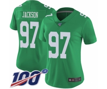 Women's Philadelphia Eagles #97 Malik Jackson Limited Green Rush Vapor Untouchable 100th Season Football Jersey