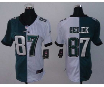 nike women nfl jerseys philadelphia eagles #87 celek white-green[nike split]