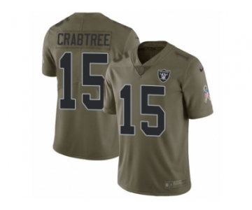 Youth Nike Oakland Raiders #15 Michael Crabtree Limited Olive 2017 Salute to Service NFL Jersey