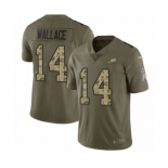 Youth Nike Philadelphia Eagles #14 Mike Wallace Limited Olive Camo 2017 Salute to Service NFL Jersey