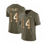 Youth Nike Philadelphia Eagles #14 Mike Wallace Limited Olive Gold 2017 Salute to Service NFL Jersey