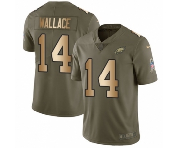 Youth Nike Philadelphia Eagles #14 Mike Wallace Limited Olive Gold 2017 Salute to Service NFL Jersey