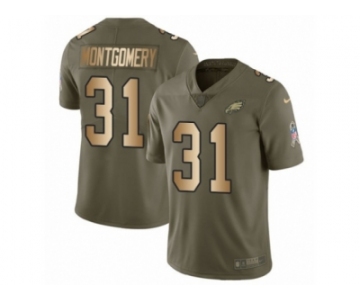 Youth Nike Philadelphia Eagles #31 Wilbert Montgomery Limited Olive Gold 2017 Salute to Service NFL Jersey