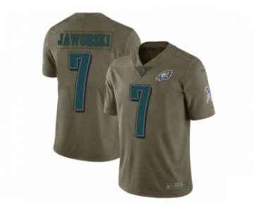 Youth Nike Philadelphia Eagles #7 Ron Jaworski Limited Olive 2017 Salute to Service NFL Jersey