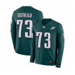 Youth Nike Philadelphia Eagles #73 Isaac Seumalo Limited Green Therma Long Sleeve NFL Jersey