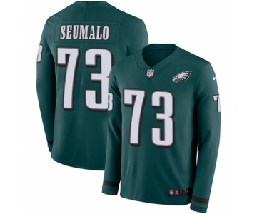 Youth Nike Philadelphia Eagles #73 Isaac Seumalo Limited Green Therma Long Sleeve NFL Jersey