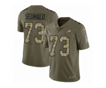 Youth Nike Philadelphia Eagles #73 Isaac Seumalo Limited Olive Camo 2017 Salute to Service NFL Jersey