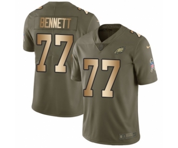 Youth Nike Philadelphia Eagles #77 Michael Bennett Limited Olive Gold 2017 Salute to Service NFL Jersey