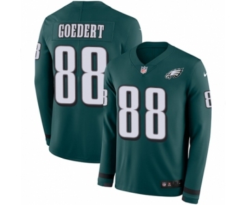 Youth Nike Philadelphia Eagles #88 Dallas Goedert Limited Green Therma Long Sleeve NFL Jersey