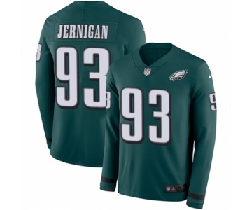 Youth Nike Philadelphia Eagles #93 Timmy Jernigan Limited Green Therma Long Sleeve NFL Jersey