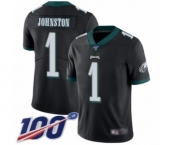 Youth Philadelphia Eagles #1 Cameron Johnston Black Alternate Vapor Untouchable Limited Player 100th Season Football Jersey