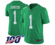 Youth Philadelphia Eagles #1 Cameron Johnston Limited Green Rush Vapor Untouchable 100th Season Football Jersey