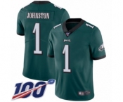 Youth Philadelphia Eagles #1 Cameron Johnston Midnight Green Team Color Vapor Untouchable Limited Player 100th Season Football Jersey