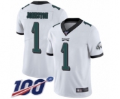 Youth Philadelphia Eagles #1 Cameron Johnston White Vapor Untouchable Limited Player 100th Season Football Jersey