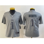 Youth Philadelphia Eagles #1 Jalen Hurts Gray Atmosphere Fashion Stitched Football Jersey