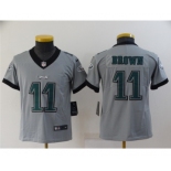 Youth Philadelphia Eagles #11 A. J. Brown Grey Inverted Legend Stitched Football Jersey