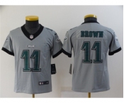 Youth Philadelphia Eagles #11 A. J. Brown Grey Inverted Legend Stitched Football Jersey