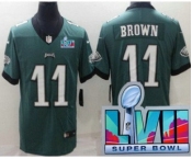 Youth Philadelphia Eagles #11 AJ Brown Limited Green Super Bowl LVII Vapor Jersey