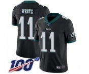 Youth Philadelphia Eagles #11 Carson Wentz Black Alternate Vapor Untouchable Limited Player 100th Season Football Jersey