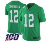 Youth Philadelphia Eagles #12 Randall Cunningham Limited Green Rush Vapor Untouchable 100th Season Football Jersey