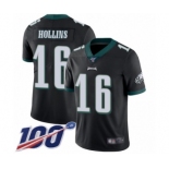 Youth Philadelphia Eagles #16 Mack Hollins Black Alternate Vapor Untouchable Limited Player 100th Season Football Jersey