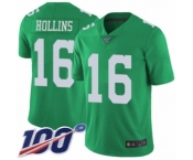 Youth Philadelphia Eagles #16 Mack Hollins Limited Green Rush Vapor Untouchable 100th Season Football Jersey