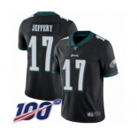 Youth Philadelphia Eagles #17 Alshon Jeffery Black Alternate Vapor Untouchable Limited Player 100th Season Football Jersey