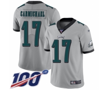 Youth Philadelphia Eagles #17 Harold Carmichael Limited Silver Inverted Legend 100th Season Football Jersey