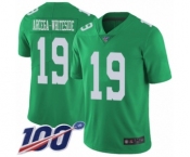 Youth Philadelphia Eagles #19 JJ Arcega-Whiteside Limited Green Rush Vapor Untouchable 100th Season Football Jersey