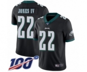 Youth Philadelphia Eagles #22 Sidney Jones Black Alternate Vapor Untouchable Limited Player 100th Season Football Jersey