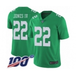 Youth Philadelphia Eagles #22 Sidney Jones Limited Green Rush Vapor Untouchable 100th Season Football Jersey