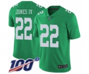 Youth Philadelphia Eagles #22 Sidney Jones Limited Green Rush Vapor Untouchable 100th Season Football Jersey