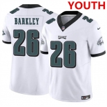 Youth Philadelphia Eagles #26 Saquon Barkley White 2023 F.U.S.E Vapor Untouchable Limited Football Stitched Jersey