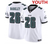 Youth Philadelphia Eagles #26 Saquon Barkley White 2023 F.U.S.E Vapor Untouchable Limited Football Stitched Jersey