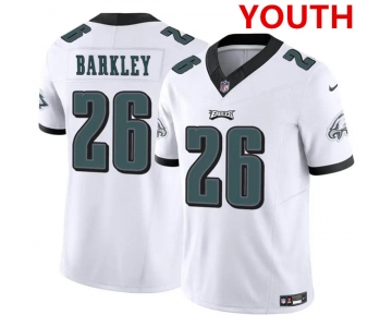 Youth Philadelphia Eagles #26 Saquon Barkley White 2023 F.U.S.E Vapor Untouchable Limited Football Stitched Jersey