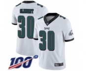 Youth Philadelphia Eagles #30 Corey Clement White Vapor Untouchable Limited Player 100th Season Football Jersey