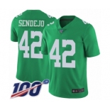 Youth Philadelphia Eagles #42 Andrew Sendejo Limited Green Rush Vapor Untouchable 100th Season Football Jersey