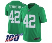 Youth Philadelphia Eagles #42 Andrew Sendejo Limited Green Rush Vapor Untouchable 100th Season Football Jersey