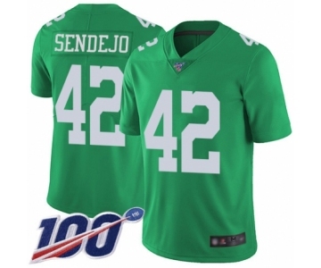 Youth Philadelphia Eagles #42 Andrew Sendejo Limited Green Rush Vapor Untouchable 100th Season Football Jersey