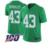 Youth Philadelphia Eagles #43 Darren Sproles Limited Green Rush Vapor Untouchable 100th Season Football Jersey