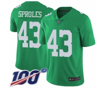 Youth Philadelphia Eagles #43 Darren Sproles Limited Green Rush Vapor Untouchable 100th Season Football Jersey