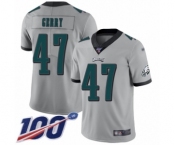 Youth Philadelphia Eagles #47 Nate Gerry Limited Silver Inverted Legend 100th Season Football Jersey