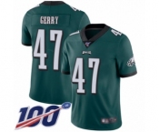 Youth Philadelphia Eagles #47 Nate Gerry Midnight Green Team Color Vapor Untouchable Limited Player 100th Season Football Jersey