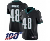 Youth Philadelphia Eagles #48 Wes Hopkins Black Alternate Vapor Untouchable Limited Player 100th Season Football Jersey