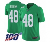 Youth Philadelphia Eagles #48 Wes Hopkins Limited Green Rush Vapor Untouchable 100th Season Football Jersey