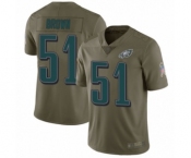 Youth Philadelphia Eagles #51 Zach Brown Limited Olive 2017 Salute to Service Football Jersey