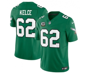 Youth Philadelphia Eagles #62 Jason Kelce Green 2023 F.U.S.E. With C Patch Stitched Football Jersey